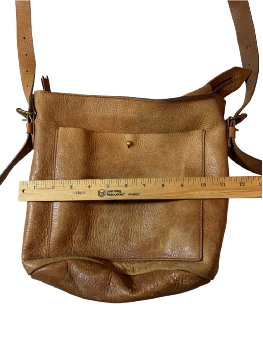 Madewell Tan Brown Leather Crossbody Bag Zip Top Messenger Shoulder Purse - Picture 4 of 10